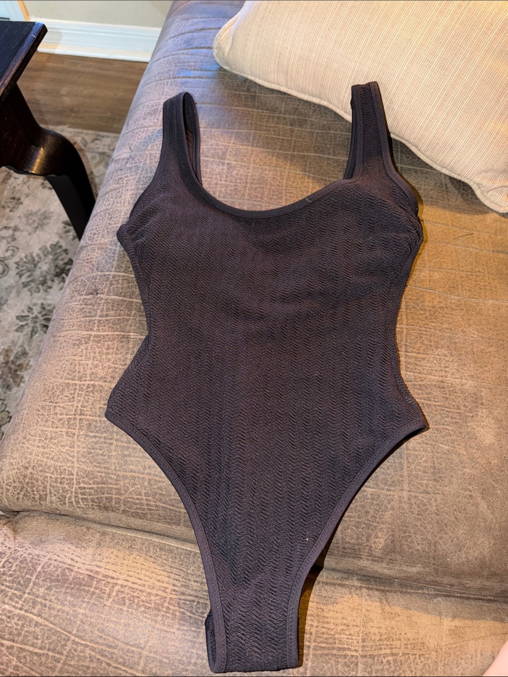 No Boundaries Black Textured One-Piece Swimsuit